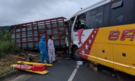 19 heridos y 2 fallecidos un camión y un bus chocaron de frente en la Troncal
